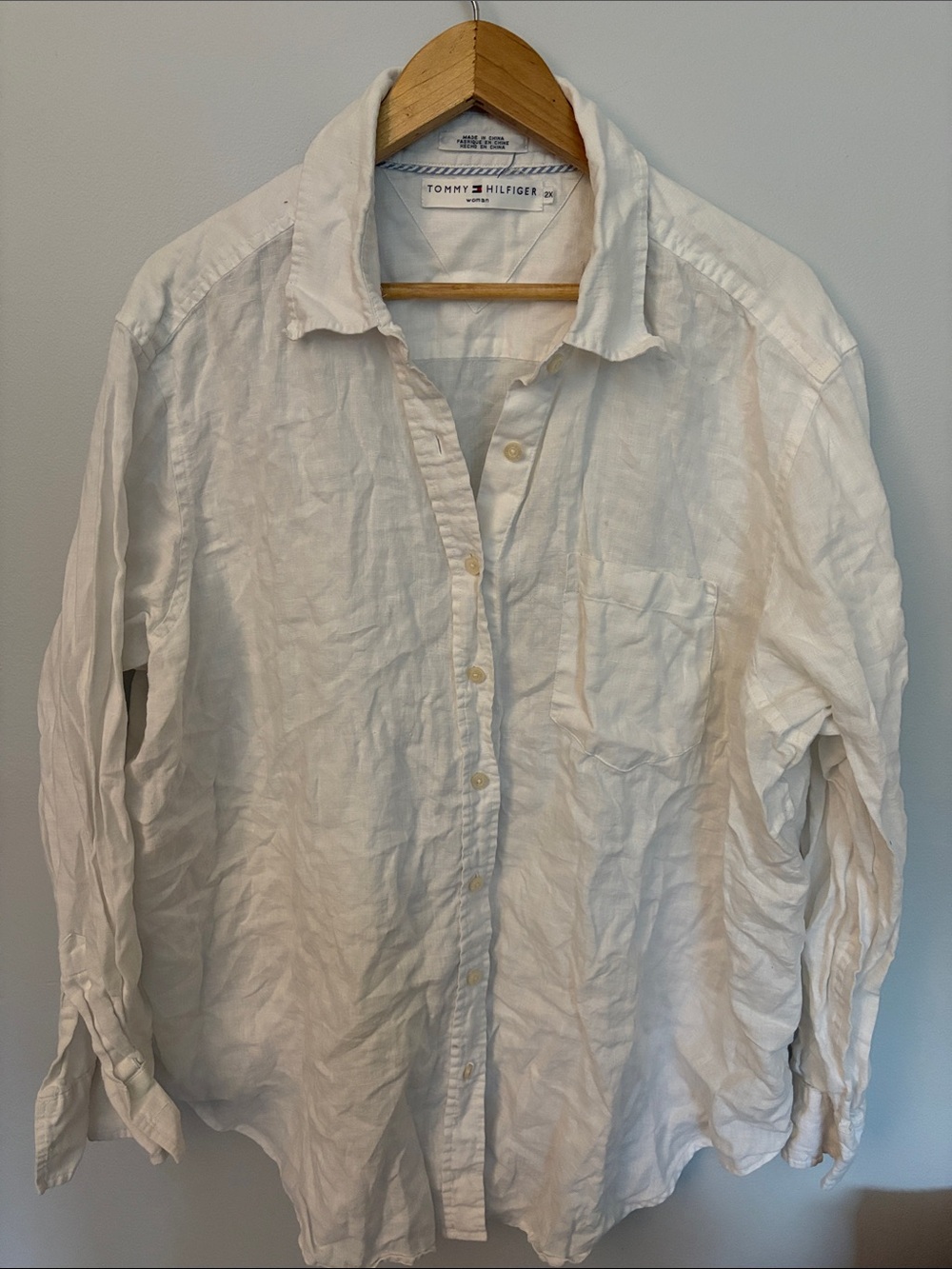 Tommy Hilfiger White Linen Button-Down Shirt